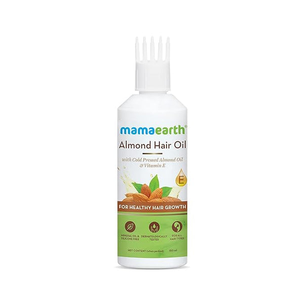 Mamaearth Almond Hair Oil for healthy hair growth and deep nourishment, with Cold Pressed Almond Oil & Vitamin E for Healthy Hair Growth - 150 ml