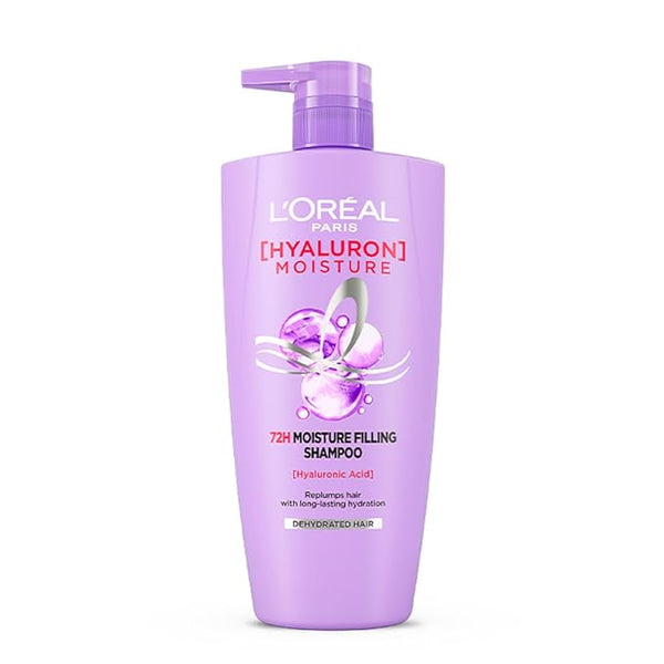 L'Oreal Paris Moisture Filling Shampoo, With Hyaluronic Acid, For Dry & Dehydrated Hair, Adds Shine & Bounce, Hyaluron Moisture 72H - 1000ml