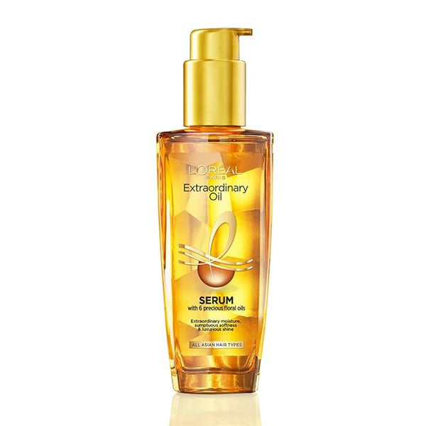L'Oreal Paris Serum, Protection and Shine, For Dry, Flyaway & Frizzy Hair, With 6 Rare Flower Oils, Extraordinary Oil, 100ml