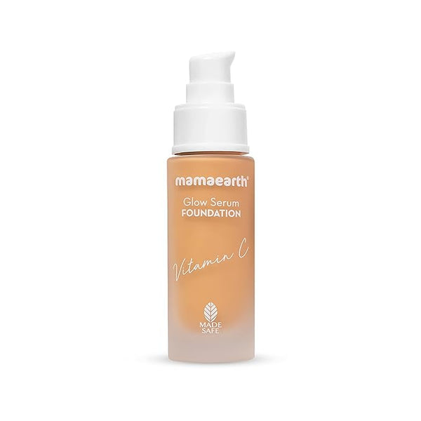 Mamaearth Glow Serum Foundation Lotion with Vitamin C & Turmeric for 12-Hour Long Stay- 04 Sand Glow - 30 ml Dewy Finish