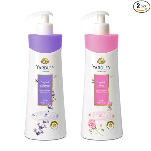 Yardley London - English Rose + English Lavender Hand & Body Lotion for Women, (350ml+350ml)