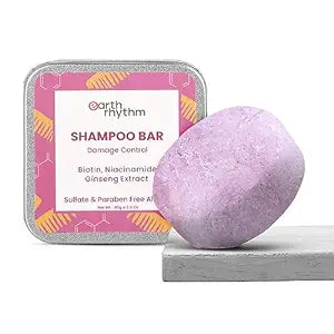 Earth Rhythm Biotin Shampoo Bar With Niacinamide & Ginseng Extract, Sulfate and Paraben Free, Controls Heat Damage, Restores Suppleness (Tin Packaging) - 80 gms