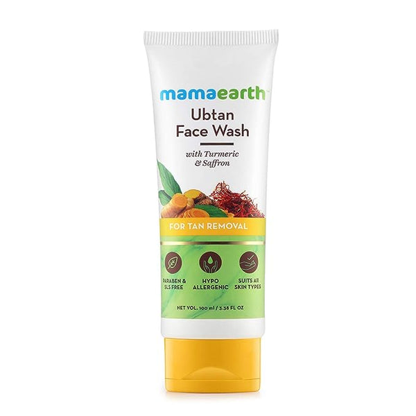 Mamaearth Ubtan Natural Face Wash for All Skin Type with Turmeric & Saffron for Tan removal and Skin brightning- SLS & Paraben Free