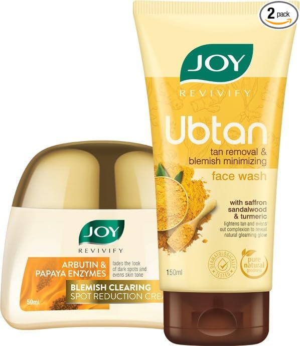 Joy Revivify Ubtan and Tan Removal Face Wash - 150 ml & Revivify Blemish Clearing Spot Reduction Papaya Face Cream 50ml (Combo Pack)