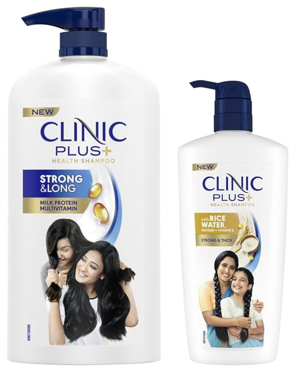 Clinic Plus Strong & Thick Shampoo - 650 ml & Clinic Plus Strong & Long Shampoo - 1 L