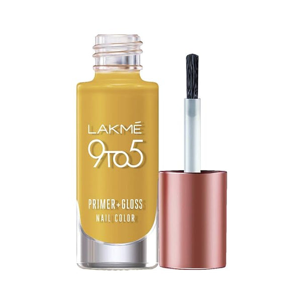 Lakmé 9 to 5 Primer + Gloss Nail Colour, Mustard Master - 6 ml