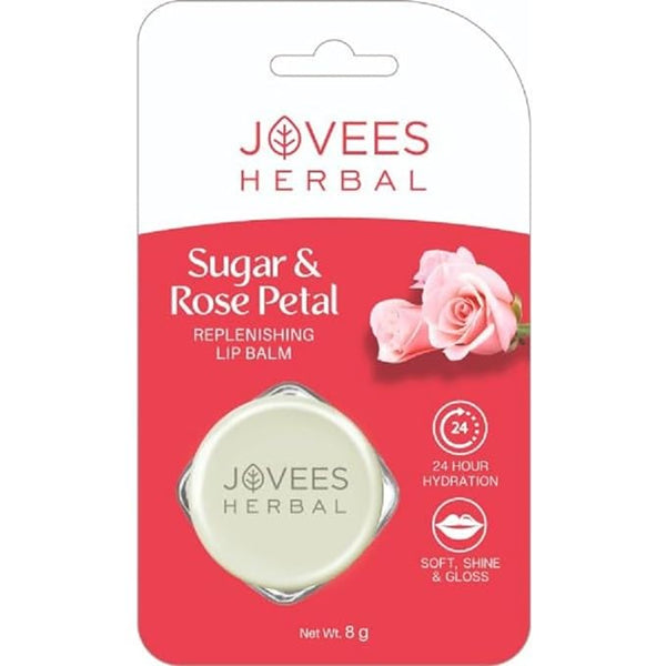 Jovees Herbal Sugar & Rose Petal Replenishing Lip Balm - 8 gms