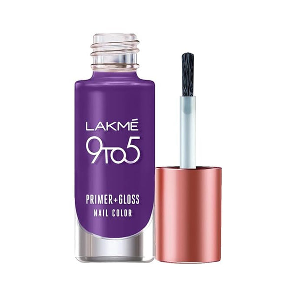 Lakme 9 to 5 Primer + Gloss Nail Colour, Purple Magic - 6 ml
