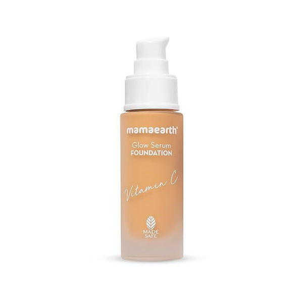 Mamaearth Glow Serum Foundation Lotion with Vitamin C & Turmeric for 12-Hour Long Stay- 06 Almond Glow - 30 ml Dewy Finish
