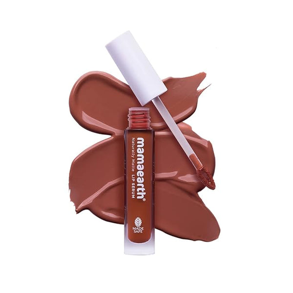 Mamaearth Naturally Matte Lip Serum - Matte Liquid Lipstick with Vitamin C & E For Upto 12 Hour Long Stay - 01 Caramel Nude (Nude) - 3 ml