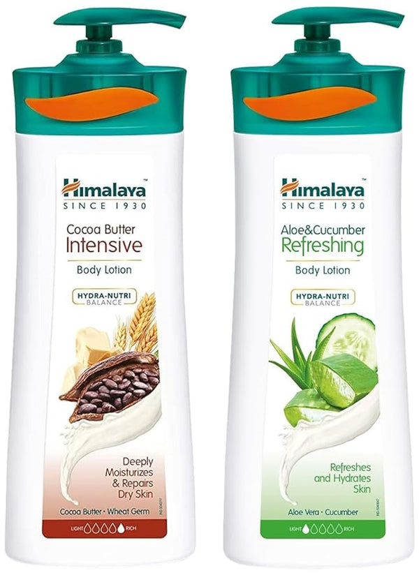 Himalaya Herbals Aloe and Cucumber Refreshing Body Lotion & Cocoa Butter Intensive Body Lotion Combo