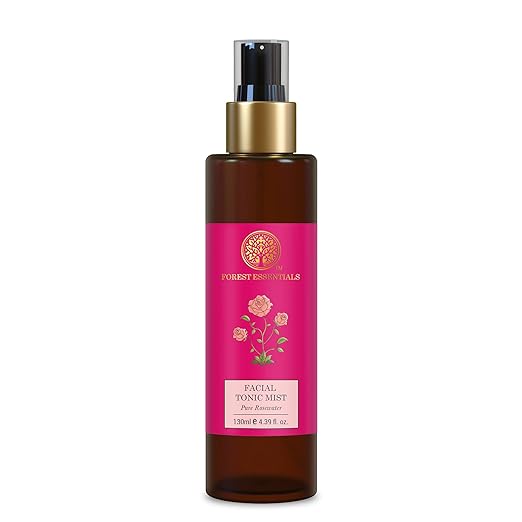 Forest Essentials Facial Tonic Mist Pure Rosewater | Refreshing Face Toner For Pore Tightening and Hydration | Alcohol-Free Toner For Glowing Skin | 130 ml