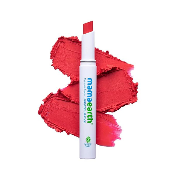 Mamaearth Moisture Matte Longstay Lipstick with Avocado Oil & Vitamin E for 12 Hour Long Stay-06 Melon Red - 2 g