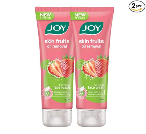 Joy Skin Fruits Oil Removal Fruit Infused Strawberry Face Wash - 100 ml (Pack of 2)