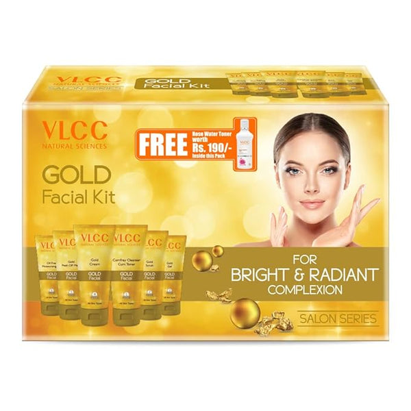 VLCC Gold Facial Kit - 300 g with FREE Rose Water Toner - 100 ml