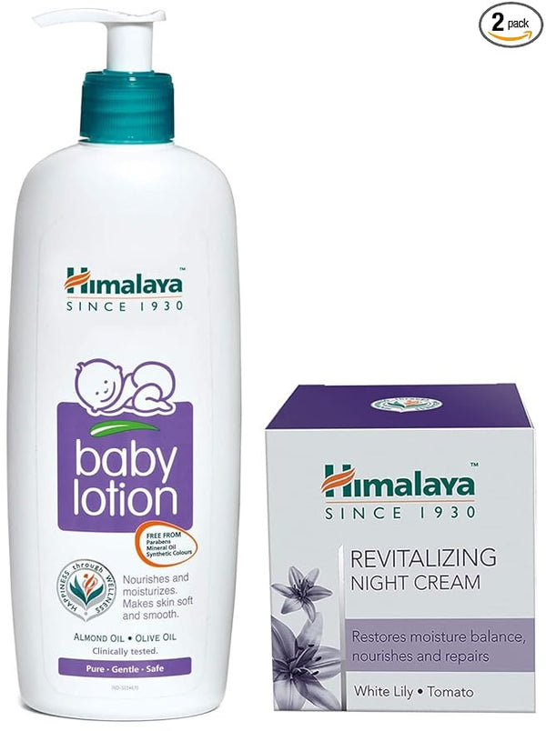 Himalaya Baby Body Lotion(400 ml) & Herbals Revitalizing Night Cream (50gms) Combo