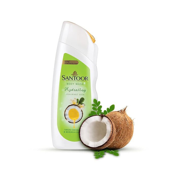 Santoor Hydrating Skin Body Wash Enriched With Virgin Coconut Oil & Moringa Extracts - 230 ml