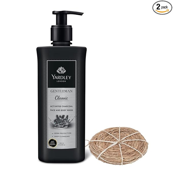 Yardley London Gentleman Classic With Activated Charcoa Shower Gel with Loofah - 250 ml