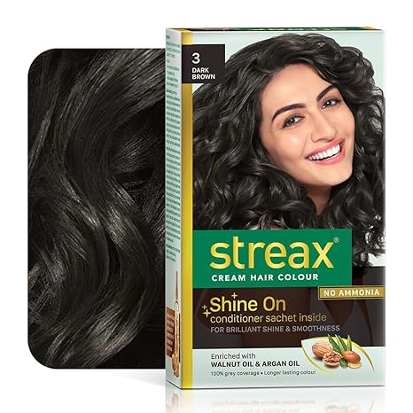 Streax Permanent Hair Colour Dark Brown 100% Grey coverage - 120 ml