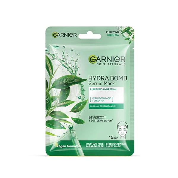 Garnier Skin Naturals Green Tea Face Serum Sheet Mask (Green) - 32 gms