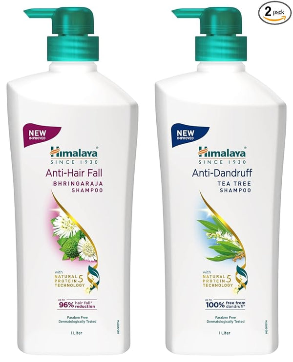 Himalaya Anti Dandruff Shampoo (1000 ml) & Anti Hair Fall Shampoo with Bringaraja (1000 ml) Pack of 2