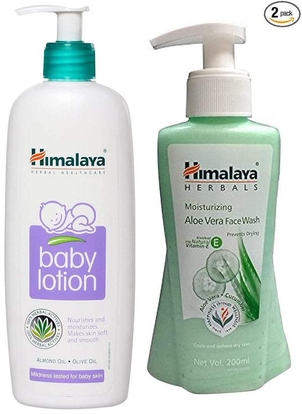 Himalaya Baby Body Lotion & Moisturizing Aloe Vera Face Wash Combo
