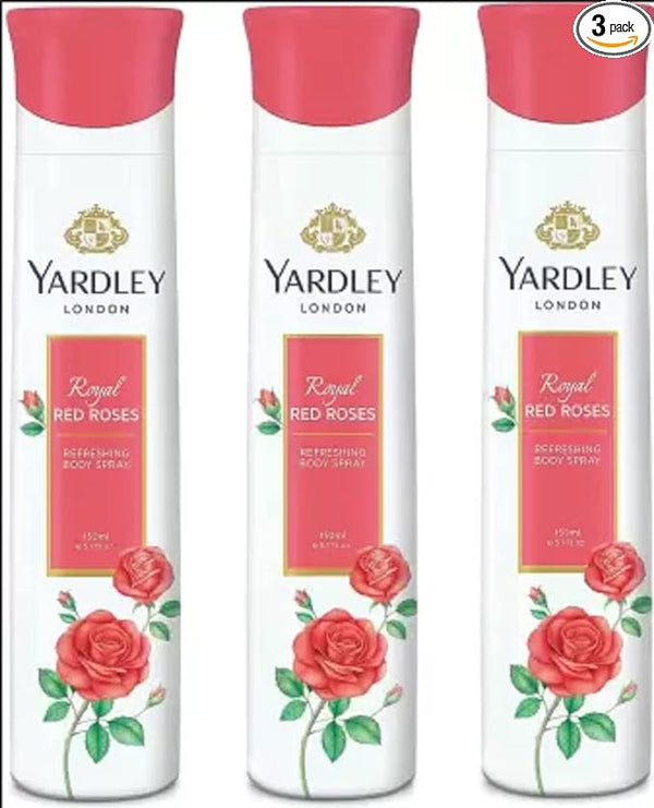 Yardley London Women Royal Red Rose Deodorant Spray - 150 ml (Pack of 3)