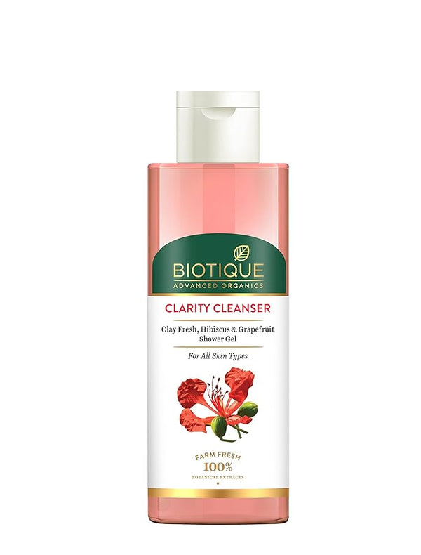 Biotique Advanced Organics Clarity Cleanser Clay Fresh, Hibiscus & Grapefruit Shower Gel - 200ml