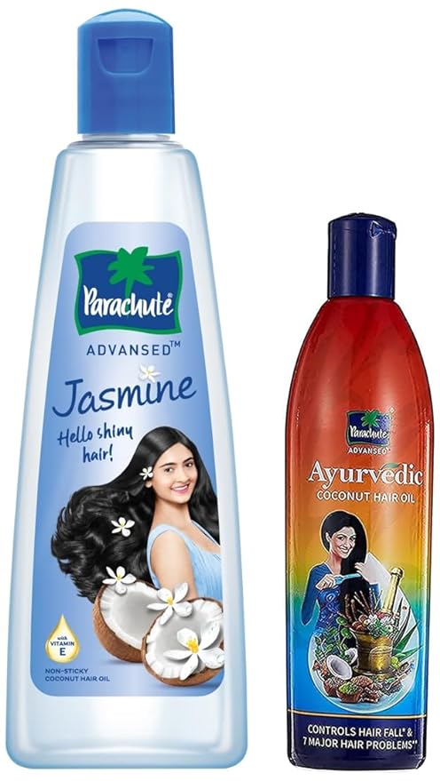 Parachute Advansed Jasmine Coconut Hair Oil with Vitamin E - 500 ml & Ayurvedic Coconut Hair Oil - 300 ml