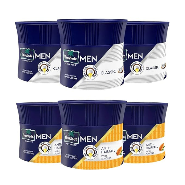 Parachute Advansed Men Hair Cream Classic - 100 gms (Pack Of 3) & Men Hair Cream Anti Hairfall - 100 gms (Pack Of 3)