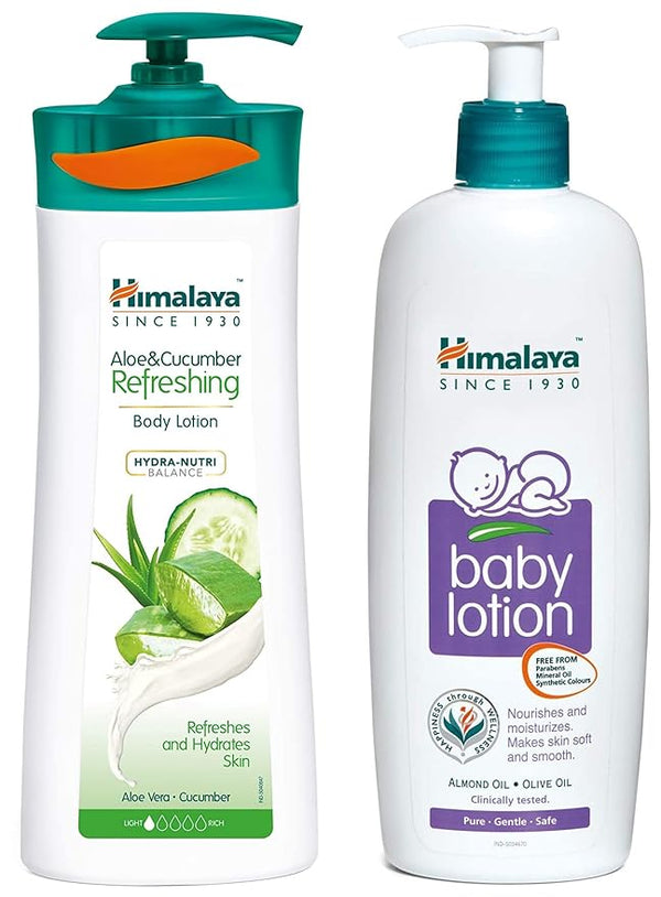 Himalaya Baby Body Lotion &  Aloe and Cucumber Refreshing Body Lotion Combo