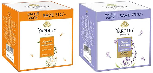 Yardley London Sandalwood Luxury Soap,100gms(Pack Of 3) & English Lavender Luxury Soap,100g (Pack Of 3)