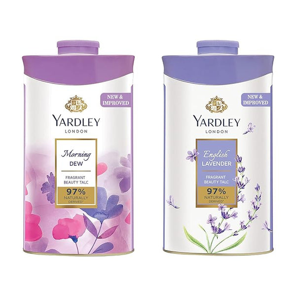 Yardley London Morning Dew Perfumed Talc for Women & English Lavender Perfumed Talc for Women - 250 gms Each