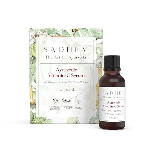 Sadhev Ayurvedic Vitamin C Face Serum With Pomegranate Seed Oil And Natural Vitamin E - 30 ml