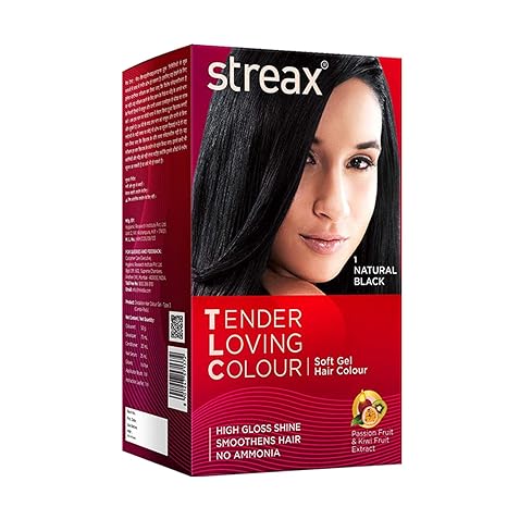 Streax Tender Loving Colour (TLC) Soft Gel Hair Color for Unisex Natural Black - 170 ml