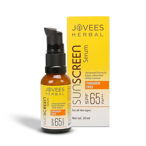 Jovees Sunscreen Face Serum SPF 65 with Green tea, Carrot and Sunflower extract - 30 ml