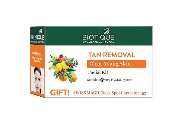 Biotique Tan Removal Clear Young Skin Facial Kit (Free with Swiss Magic Dark Spot Corrector)