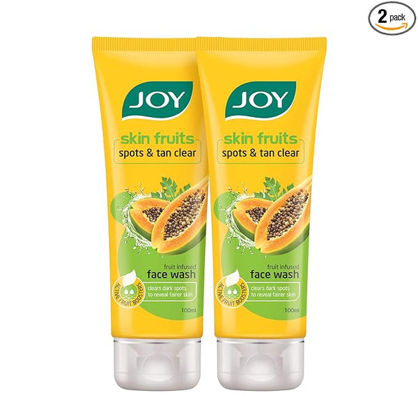 Joy Skin Fruits Spots & Tan Clear Papaya Face Wash - 100  ml (Pack of 2)