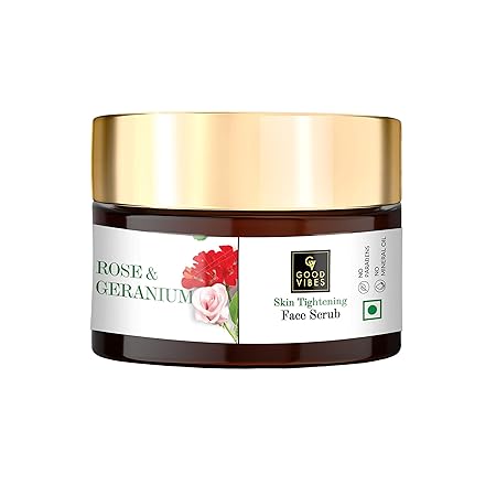 Good Vibes Rose and Geranium Skin Tightening Face Scrub - 50 gms