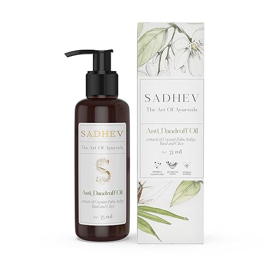 Sadhev Anti-Dandruff Herbal Hair Oil With Coconut Palm Indigo Basil And Clove Extract - 75 ml