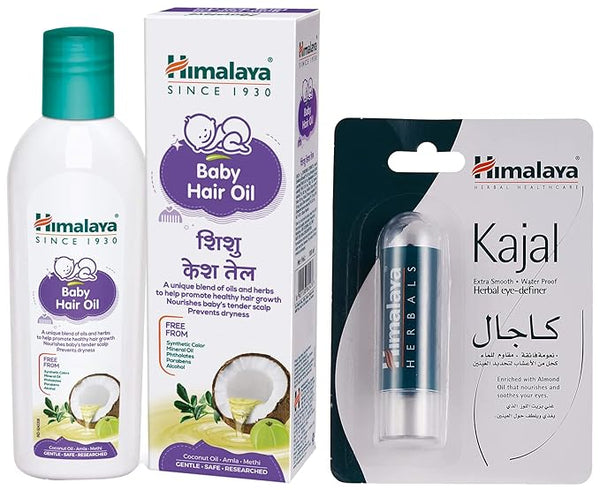 Himalaya Baby Hair Oil 200 ml & Himalaya Herbals Black Kajal (2.7 gms)Combo