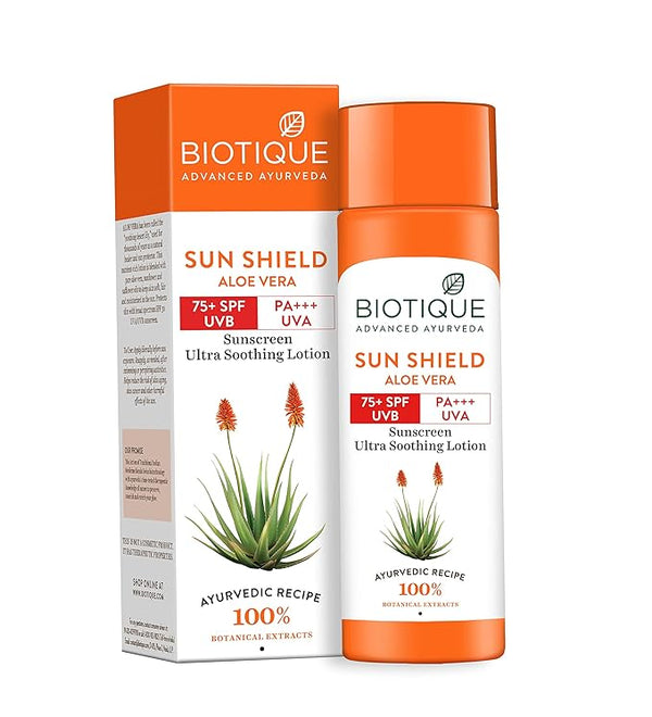 Biotique Sun Shield Aloe Vera 75+ SPF Sunscreen Ultra Soothing Lotion - 190 ml