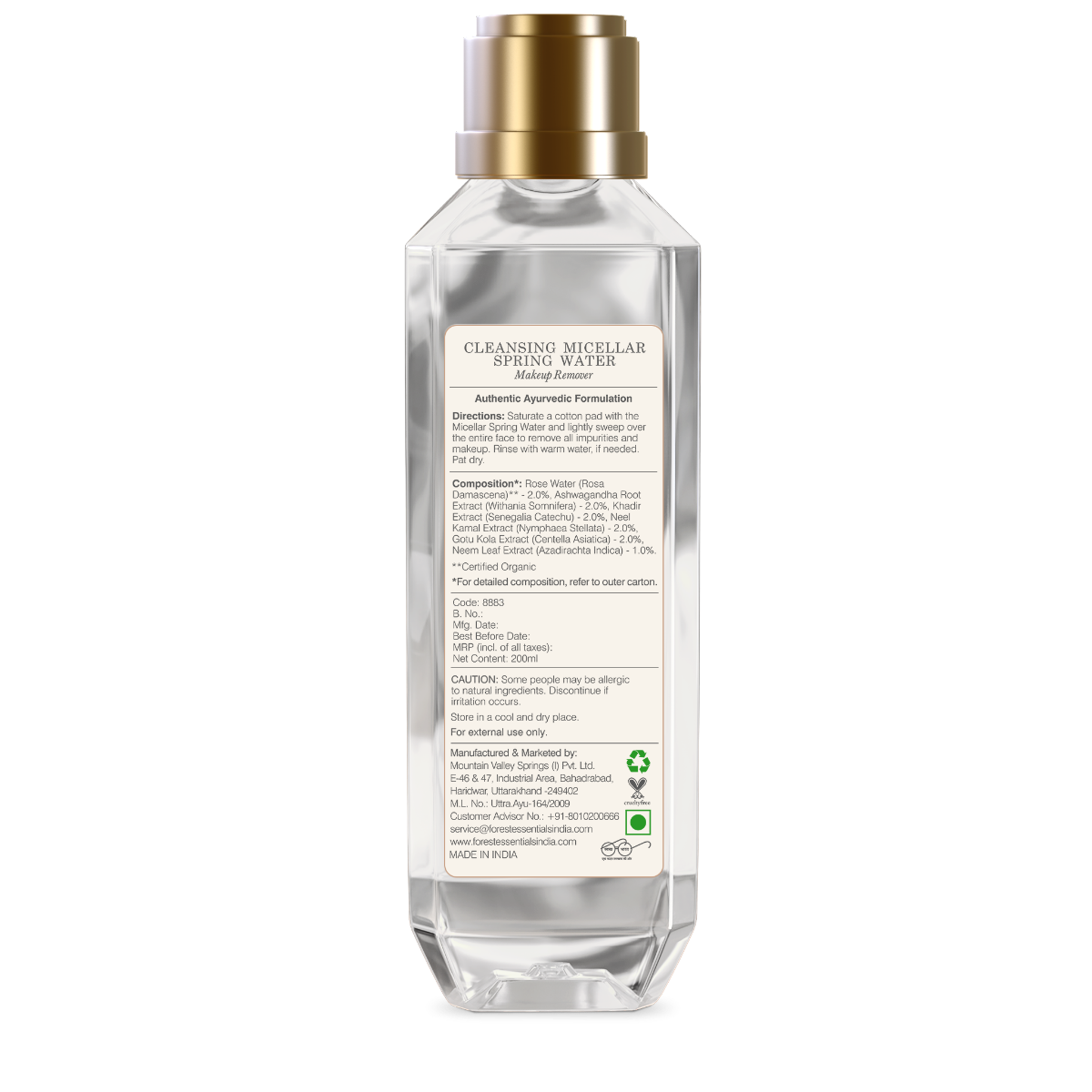Forest Essentials Cleansing Micellar Spring Water Makeup Remover