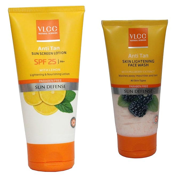 Vlcc Combo Kit of Anti-Tan Face Wash (150 ml) & Anti-Tan Sunscreen Lotion SPF +25 (150 ML) (Pack of 2)