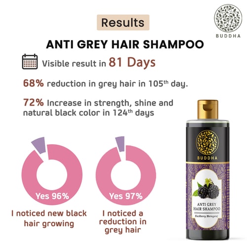 Buddha Natural Anti Grey Hair Shampoo - 100% Ayush Certified - Chemica ...