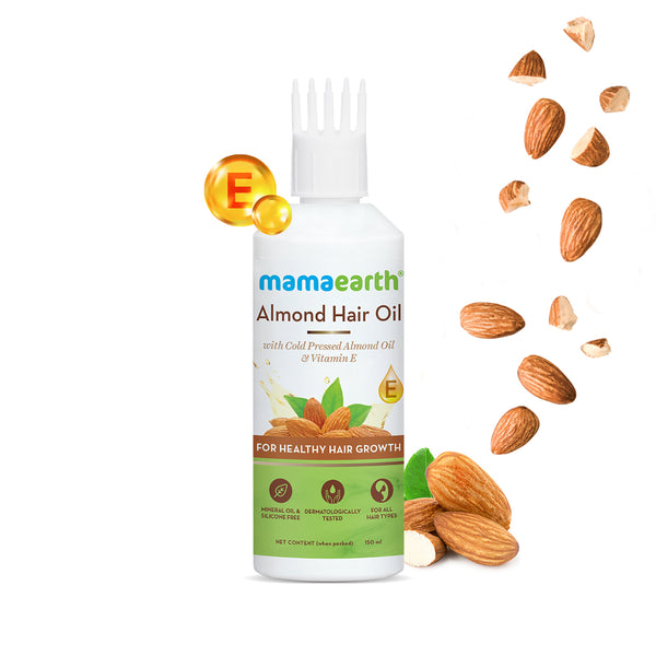 Mamaearth Almond Hair Oil with Cold Pressed Almond Oil & Vitamin E for Healthy Hair Growth - 150 ml