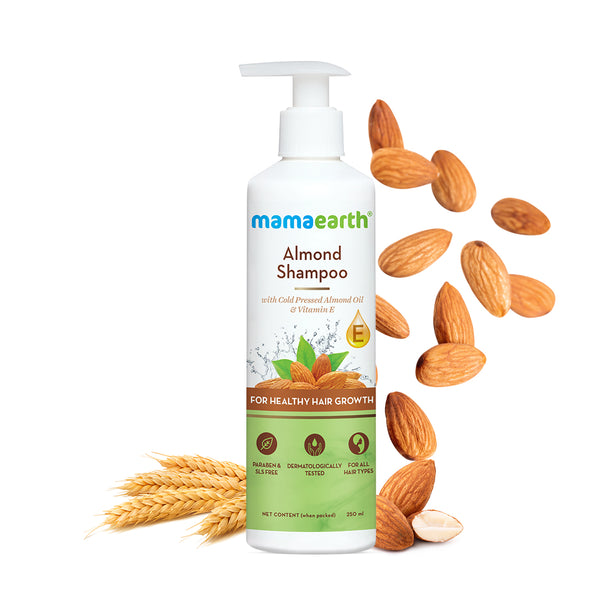 Mamaearth Almond Shampoo with Cold Pressed Almond Oil and Vitamin E for Healthy Hair Growth - 250 ml