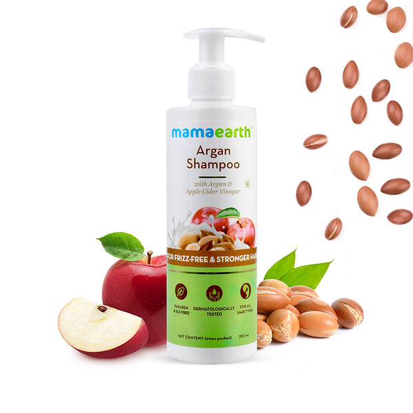 Mamaearth Argan Shampoo with Argan and Apple Cider Vinegar for Frizz-free and Stronger Hair - 250 ml