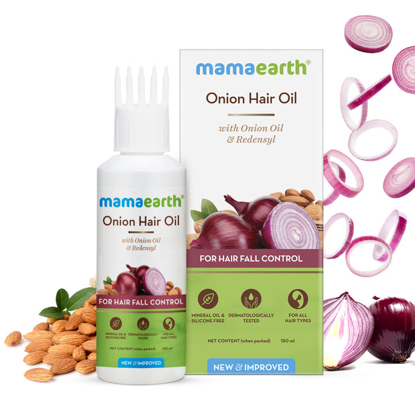 Mamaearth Onion Hair Oil for Hair Regrowth and Hair Fall Control with Redensyl-150ml