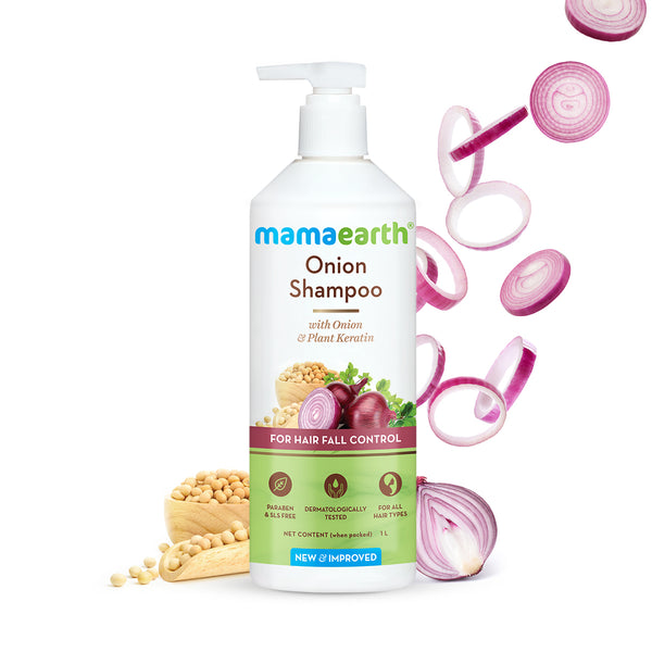 Mamaearth Onion Shampoo for Hair Growth and Hair Fall Control with Onion and Plant Keratin - 1 Litre